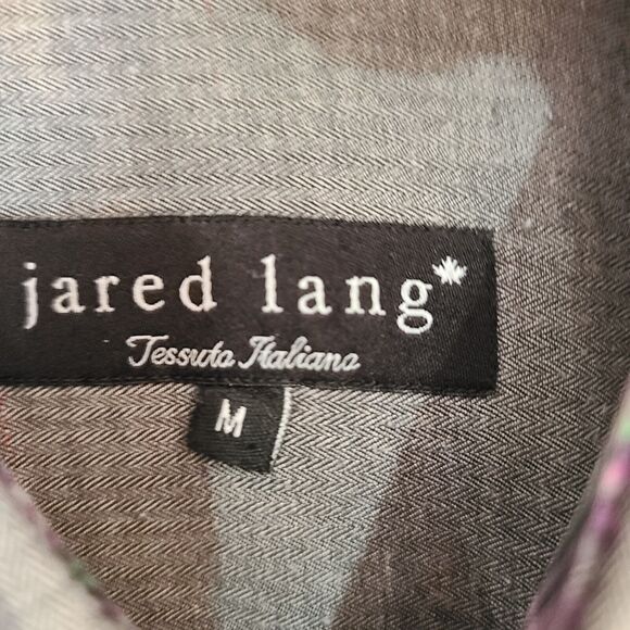 Jared Lang Mens Button Down Shirt Gray Size Medium 100% Cotton Long Sleeve - Picture 6 of 12